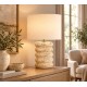 LAMPA STOŁOWA BEŻOWA BRĄZOWA 60cm Z TRAWERTYNU GLAMOUR BOHO STOJĄCA