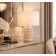 LAMPA STOŁOWA BEŻOWA BRĄZOWA 60cm Z TRAWERTYNU GLAMOUR BOHO STOJĄCA