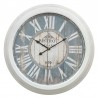 ZEGAR ŚCIENNY BIAŁY NIEBIESKI RETRO METALOWY 58x9cm