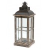 LAMPION BRĄZOWY DREWNIANY h-65cm Z UCHWYTEM