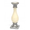 ŚWIECZNIK CERAMICZNY ECRU-SREBRNY h-28cm