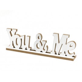 FIGURKA BIAŁA NAPIS BIAŁY You & Me DREWNIANY 40cm DO POSTAWIENIA BRĄZOWY
