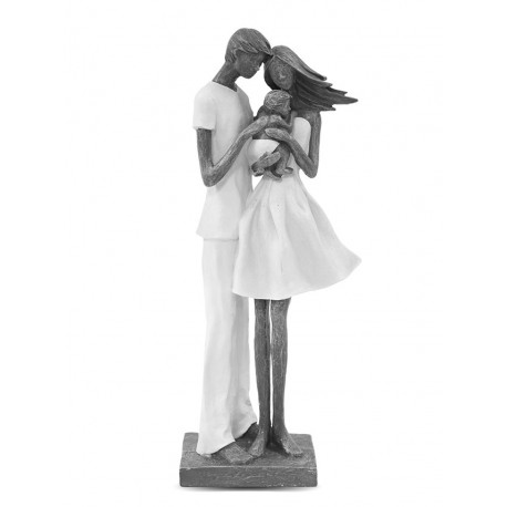 FIGURKA RODZINA BIAŁA SZARA 39cm DEKORACYJNA GALERYJNA 40cm PARA PRZYTULONA
