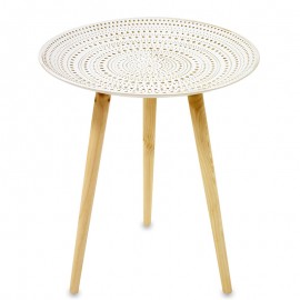 STOLIK / TACA OKRĄGŁA STOJĄCA wys. 55cm BIAŁA BRĄZOWA