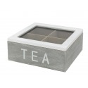 POJEMNIK 'TEA' NA HERBATĘ BIAŁY SZARY 18x18x7cm