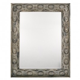 LUSTRO METALOWE ZŁOTE SZARE FAZOWANE 85x65cm RETRO POSTARZANE AŻUROWE 80 90