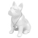 SKARBONKA PIES BIAŁY Z ŁAŃCUSZKIEM CERAMICZNA h-18cm BIAŁY PIESEK