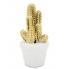 FIGURKA KAKTUS BIAŁY ZŁOTY 20x10cm