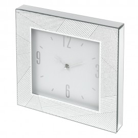 ZEGAR ŚCIENNY LUSTRZANY Z BROKATEM 30x30cm Z LUSTREM STOJĄCY DO POSTAWIENIA