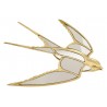 DEKORACJA LUSTRZANA ŚCIENNA PTAK JASKÓŁKA Z LUSTREM 37cm ZŁOTA OBRAZ 35 40